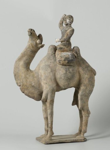 Tomb figure of a camel with rider