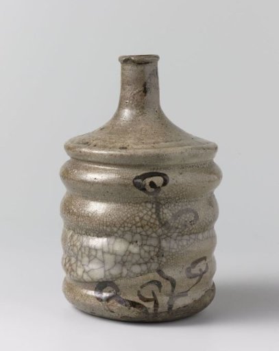 Sake bottle with flowering plants