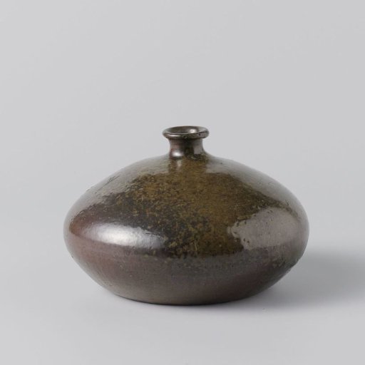 Bottle vase with a green brown glaze