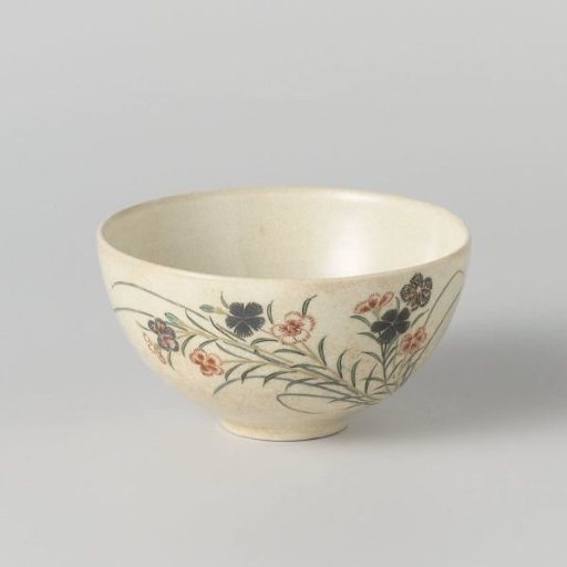 Kyoyaki Bowl with Flowering Dianthus