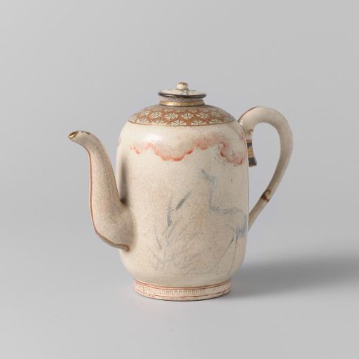 Tea pot with crane, egret and diaper patterns