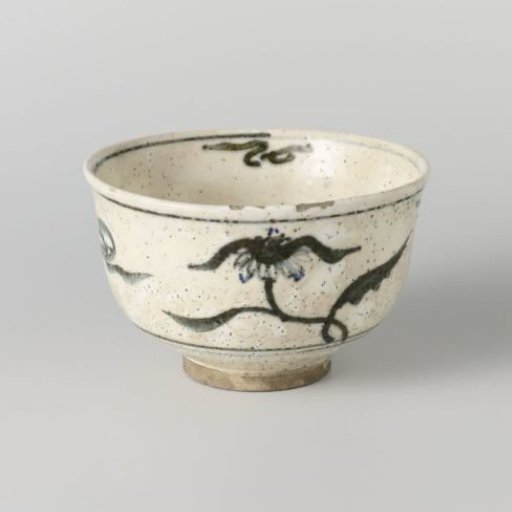 Tea bowl with flowering plants