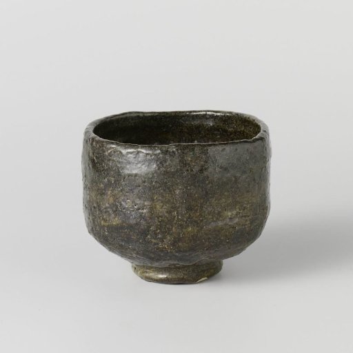 Teabowl with a blackgreen glaze