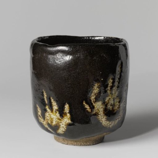 Black Tea Bowl with Flame Motifs