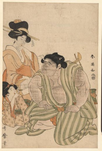 Wrestler and two women