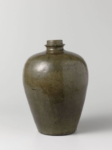 Ovoid bottle vase with a green glaze