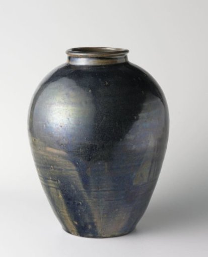 Ovoid jar with a blue black glaze