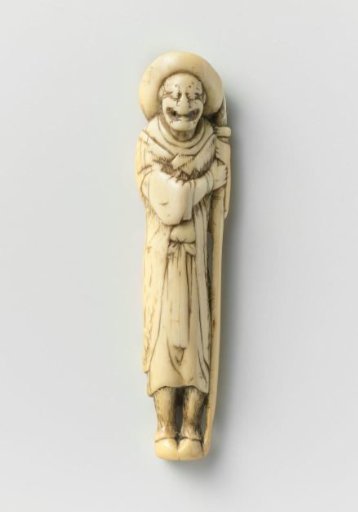 Netsuke in the form of a standing foreigner with a halberd