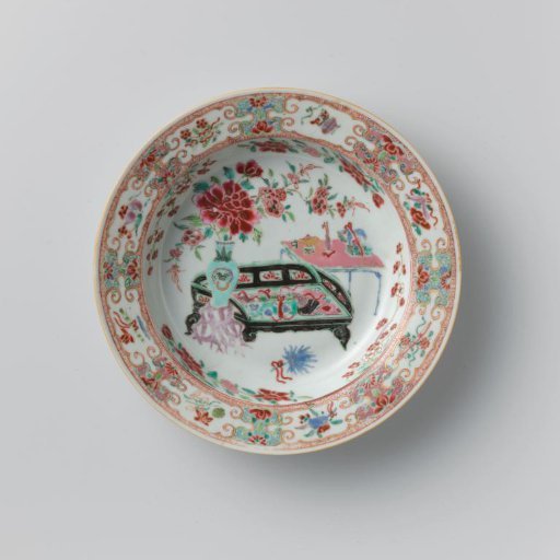 Soupplate with precious objects and flower sprays