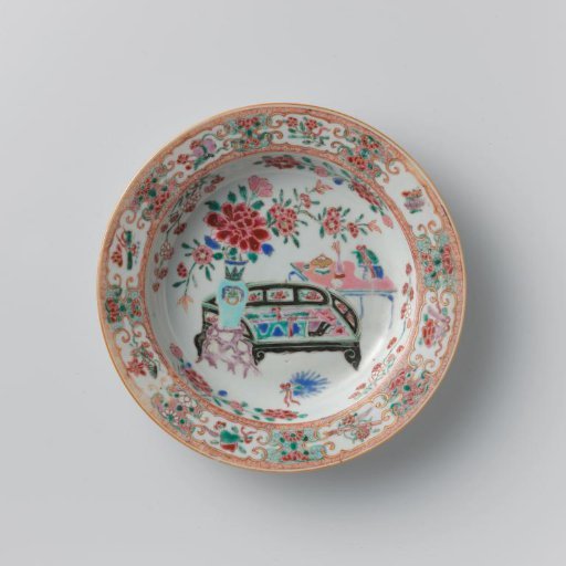 Soupplate with precious objects and flower sprays