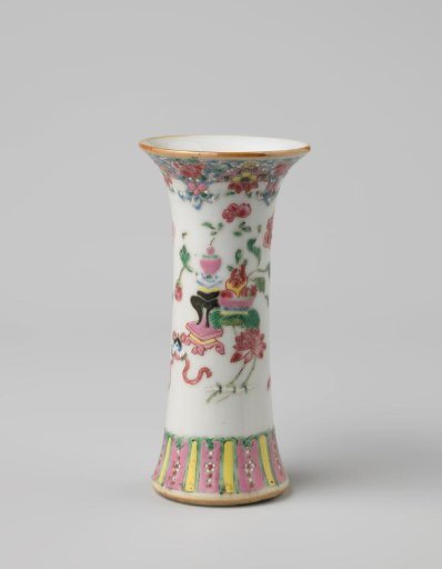 Beaker vase with floral scrolls and auspicious symbols