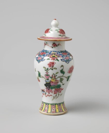 Baluster covered jar with floral scrolls and auspicious symbols