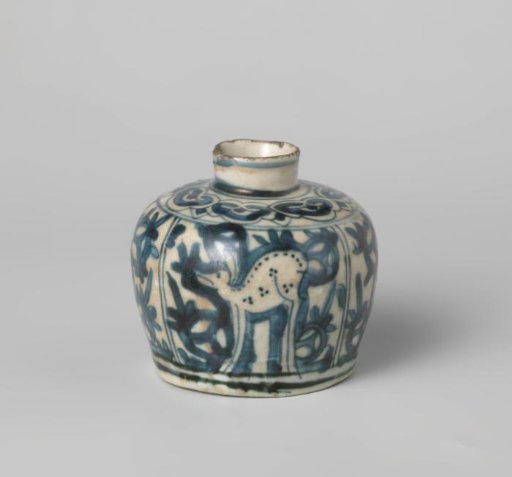 Small, shouldered vase with deer among foliage