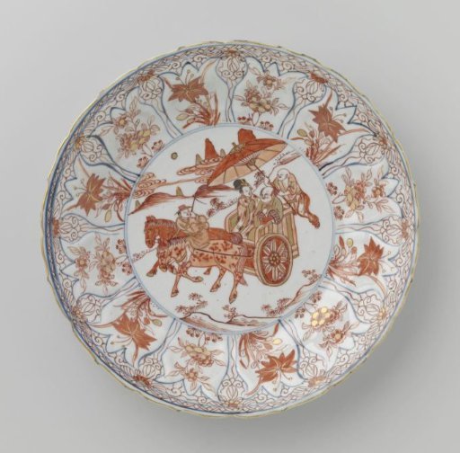 Saucer-dish with a Couple in a Cart with Two Servants