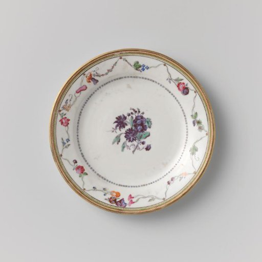 Plate with flower spray and garland
