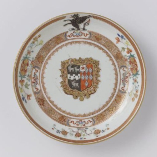 Saucer-dish with the arms of the Mann and Guise families