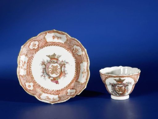 Cup and saucer with the arms of the Kikkert family