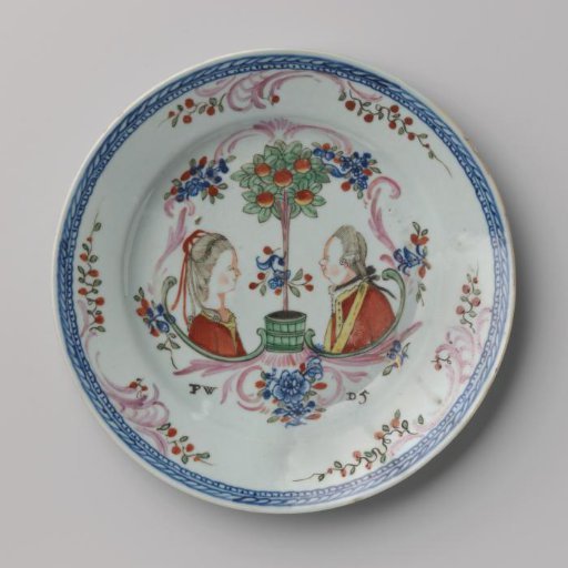 Plate with portraits of Princes Wilhelmina and Prince Willem V