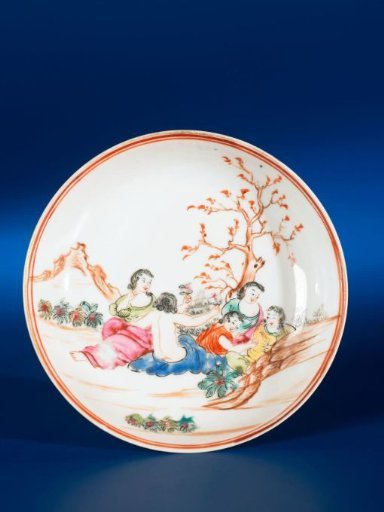 Saucer with a group of figures in a landscape