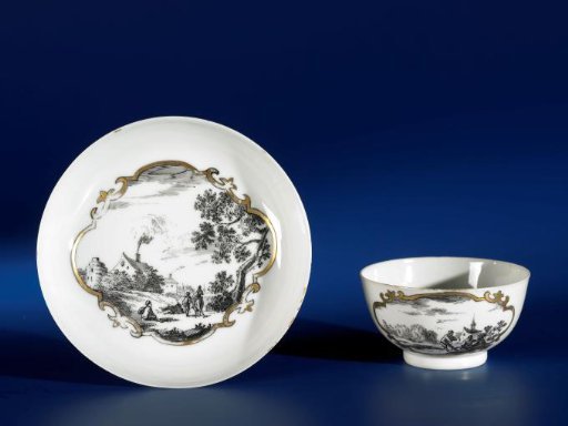 Straight-sided cup with European landscapes in panels