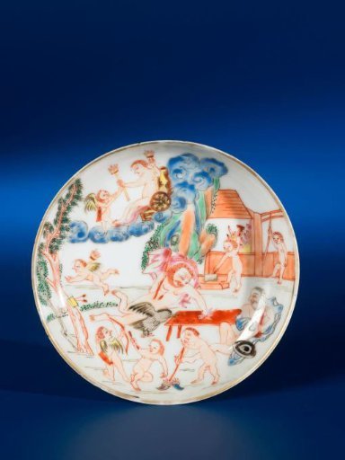 Saucer with a mythological image based on the element Fire