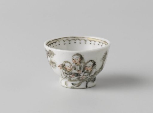 Cup with four people in a landscape
