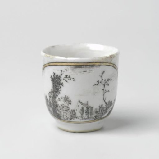 Cup with handle with European landscape in a medallion