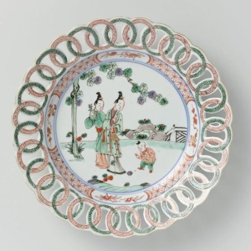 Three plates with women and children