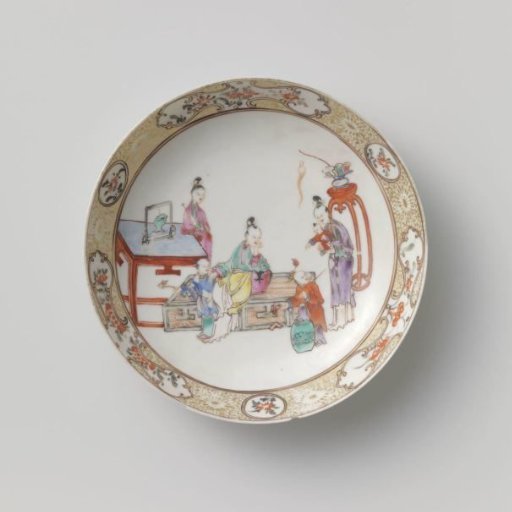 Saucer-dish with three women and children with precious objects