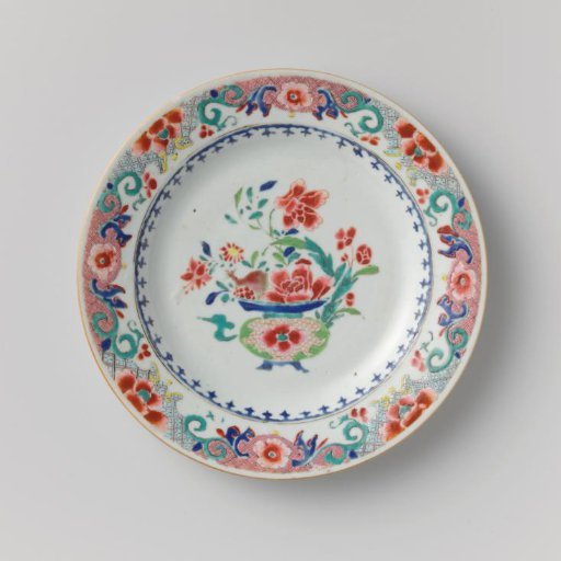 Plate with a flowerbasket
