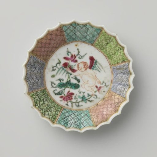 Saucer with a putto holding a lotus branch