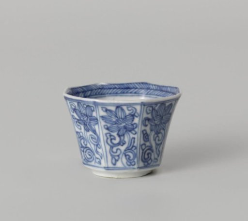 Octagonal cup with lotus scrolls