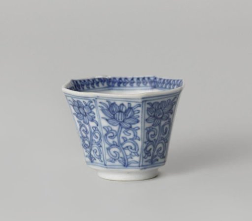 Octagonal cup with lotus scrolls