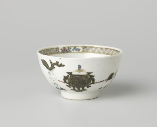 Cup with antiquities and flower sprays