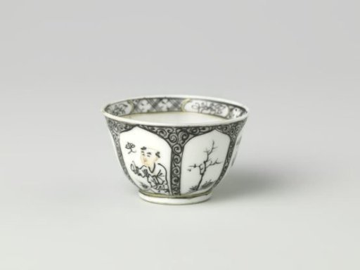 Cup with a boy and a butterfly in a landscape