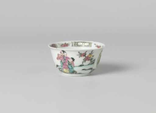 Bell-shaped cup with a courting couple in a garden near a pavilion