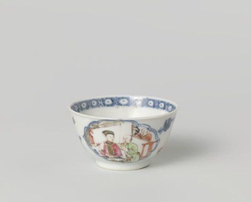 Bell-shaped cup with a man and woman in an interior in a scalloped panel