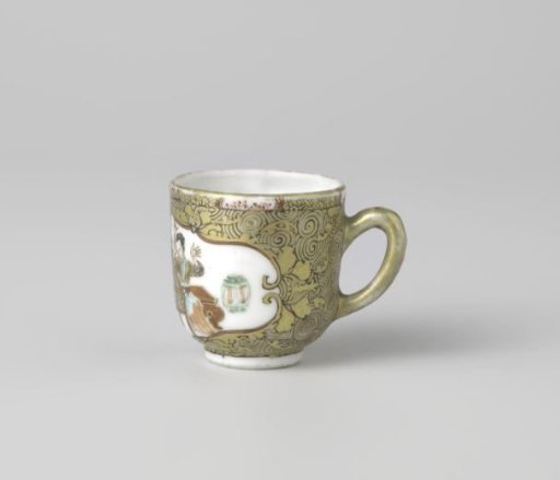 Cup with handle with three women in a panel on a ground of scrolls