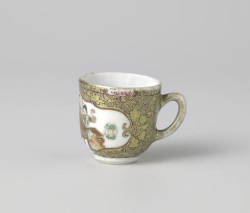 Cup with handle with three women in a panel on a ground of scrolls