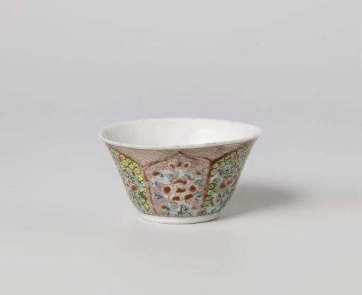 Cup with floral scrolls in petal-shaped panels