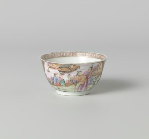 Bell-shaped cup with figures and animals near pavilion at the waterside