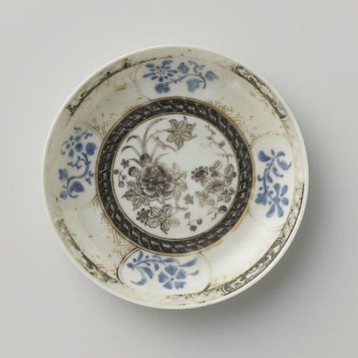 Saucer with flower sprays and ornamental borders