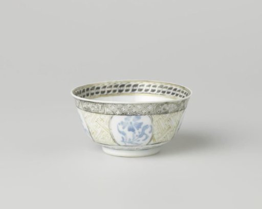 Bell-shaped cup with flower sprays and ornamental borders