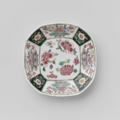Saucer with flower baskets and floral scrolls
