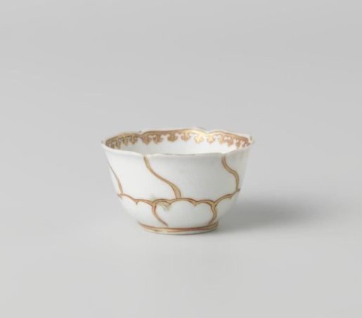 Cup with stylized flower and ornamental border