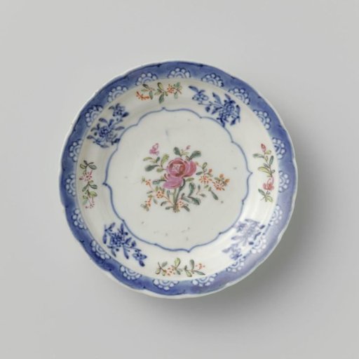 Saucer with scalloped panel with flower group and flower sprays