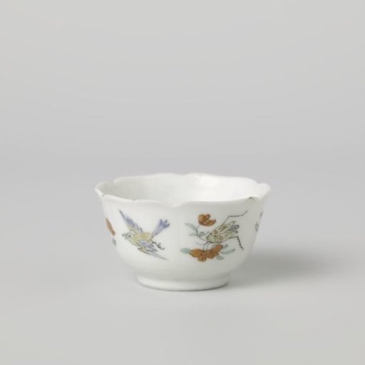 Bell-shaped cup with flower sprays, birds and insects