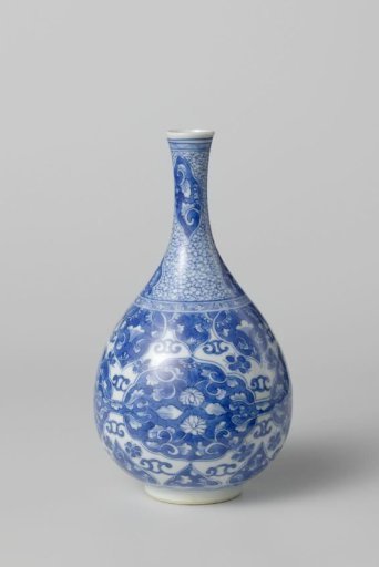 Pear-shaped bottle vase with panels with lotus scrolls