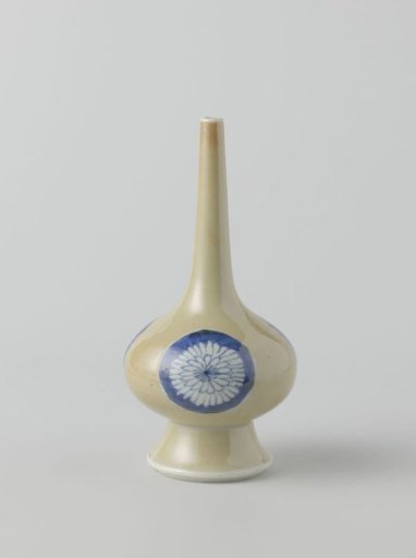 Rosewater sprinkler or bottle with light brown and chrysanthemums