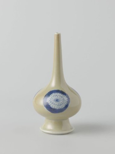 Rosewater sprinkler or bottle with light brown and chrysanthemums